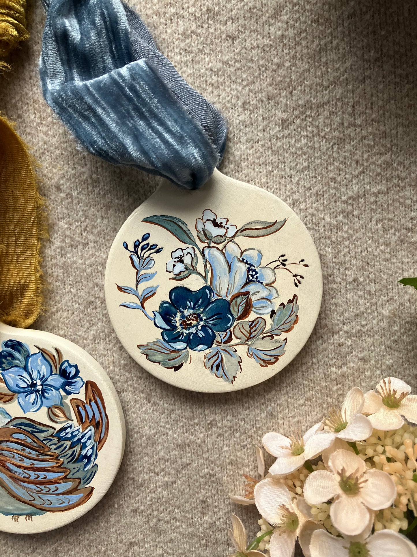 Blue Flowers Christmas Ornament