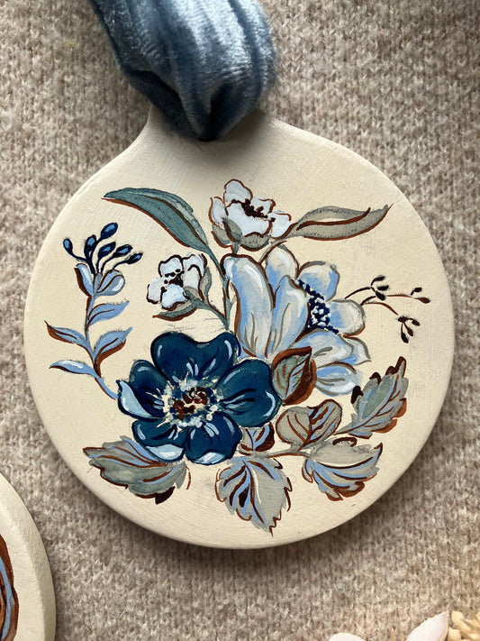 Blue Flowers Christmas Ornament