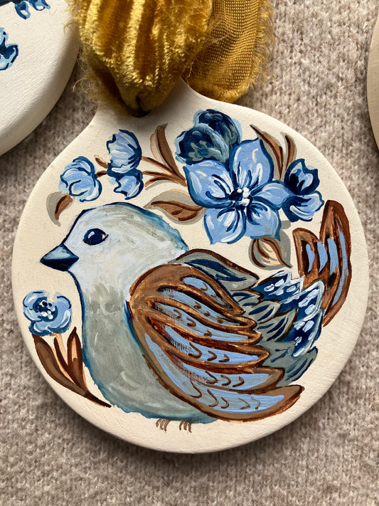 Blue Sparrow Christmas Ornament